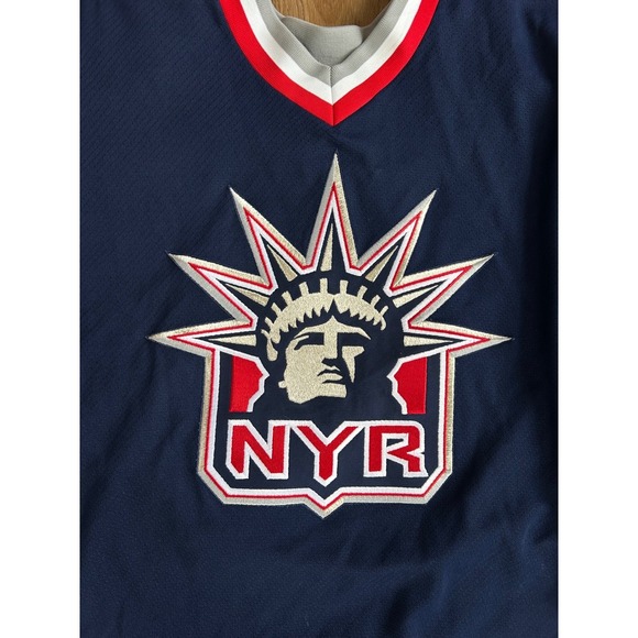 Vintage CCM New York Rangers Lady Liberty Hockey Jersey Mens Large Navy Blue NHL - Picture 3 of 8